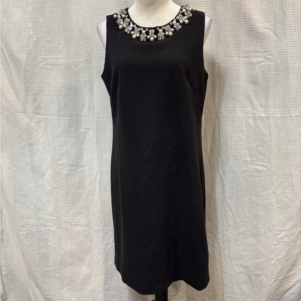 White House Black Market Black Dress with Embellished Neckline
